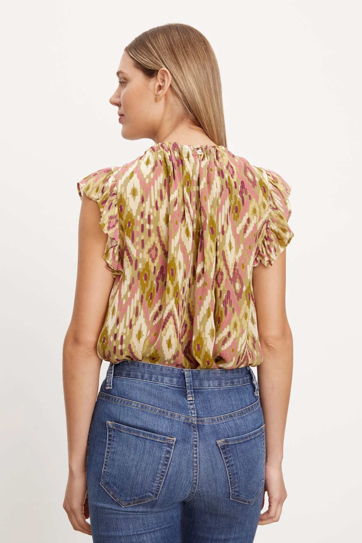 ADARA PRINTED FLUTTER SLEEVE TOP - Image 3
