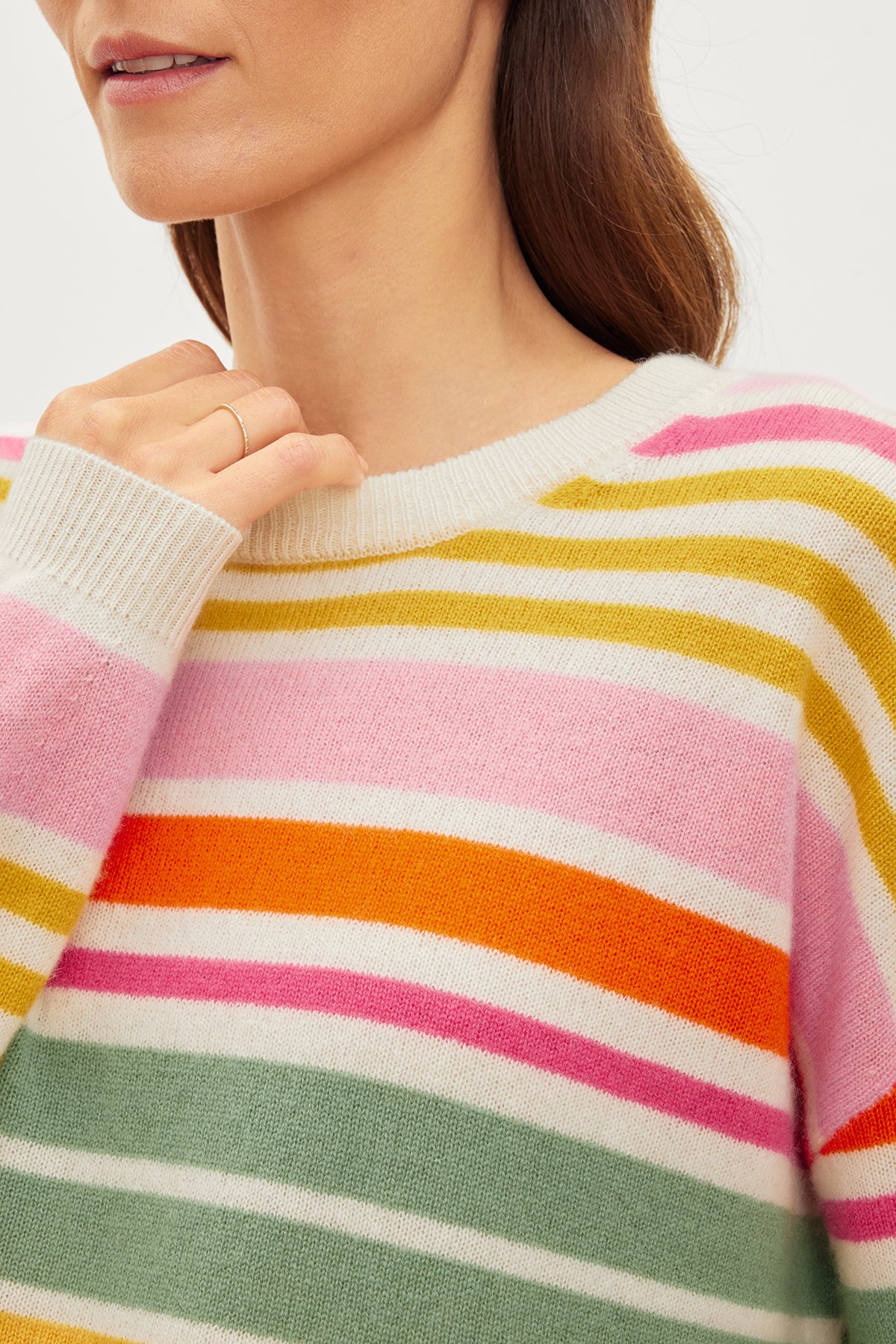 ANNY CASHMERE STRIPED CREW NECK SWEATER - Image 4