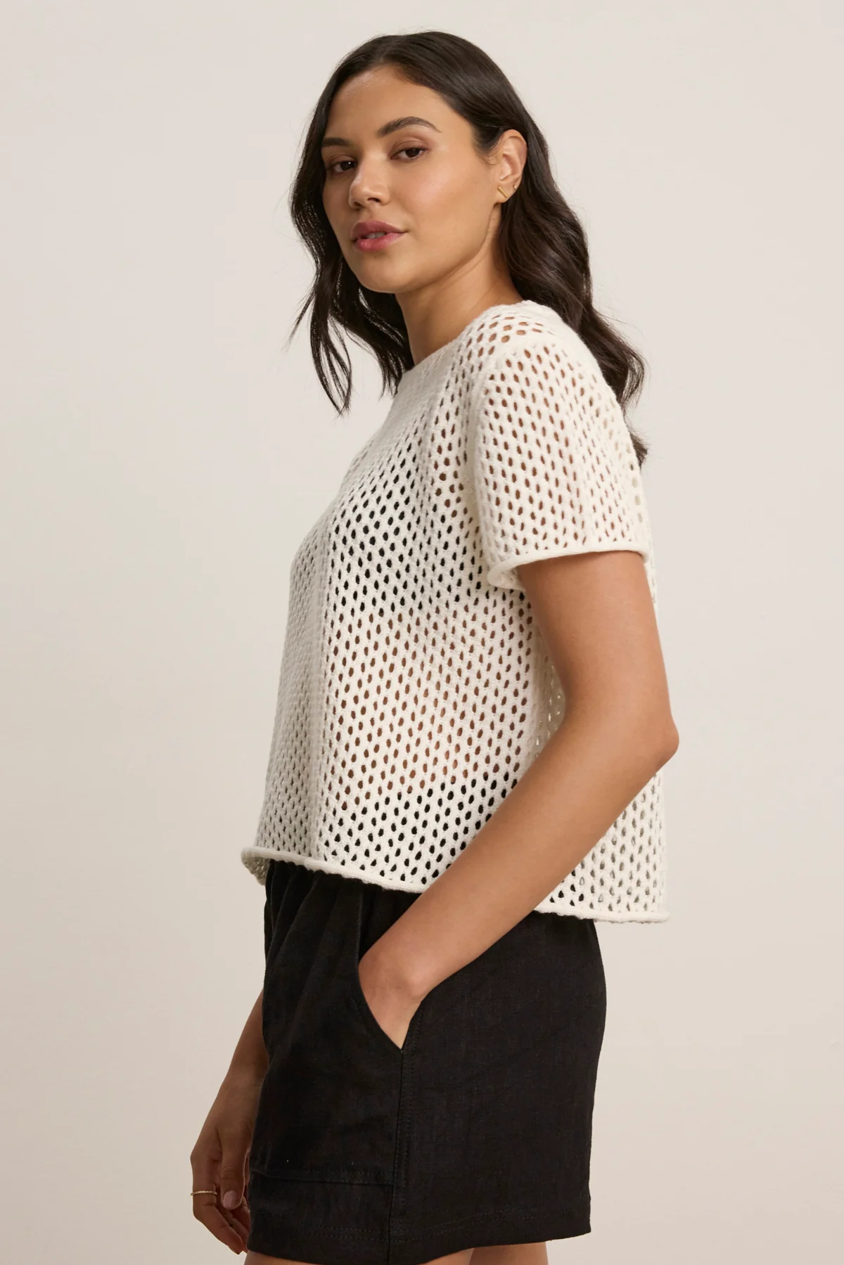 ASHLEY COTTON CASHMERE MESH SWEATER - Image 2