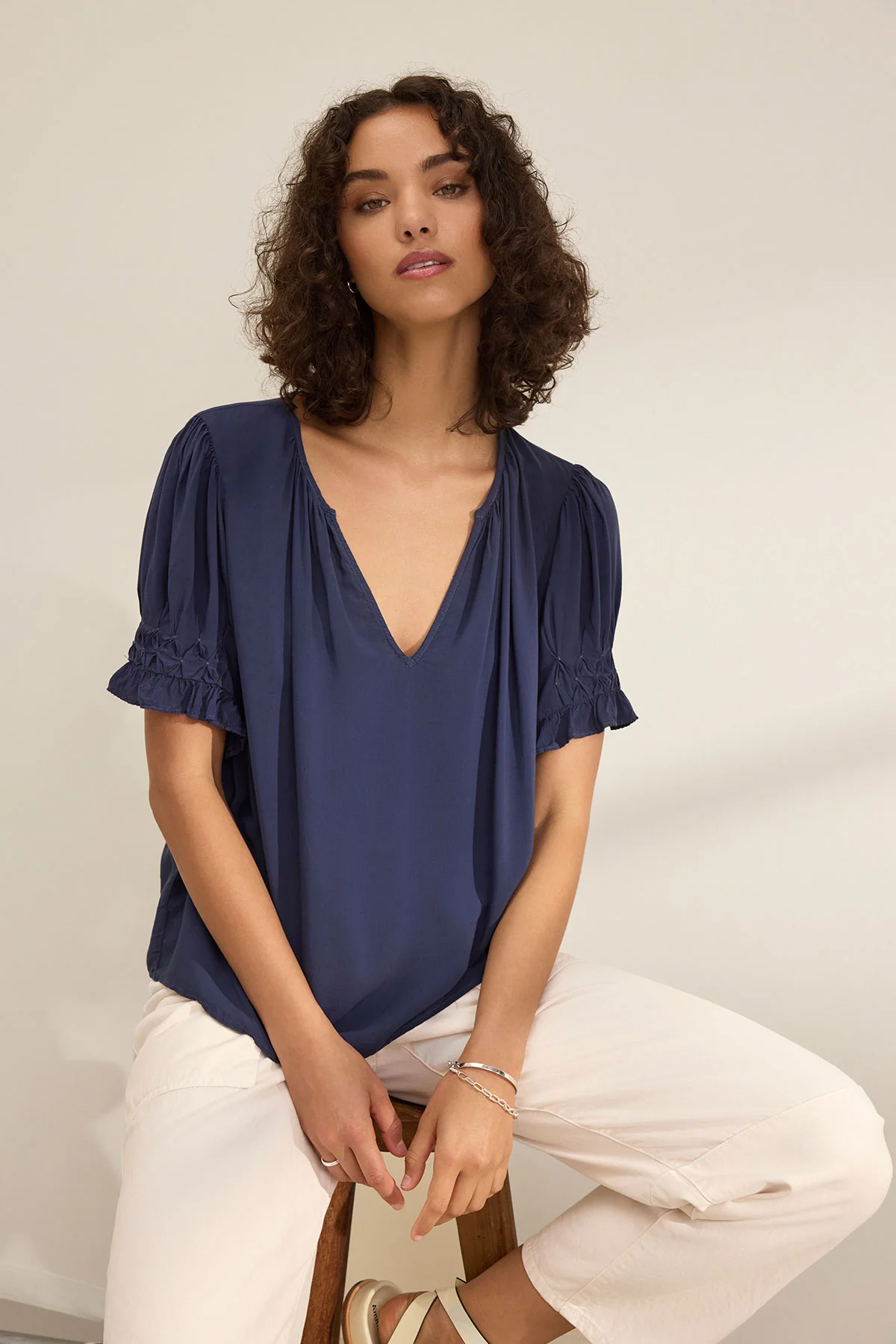 CALISSA SPLIT NECK BLOUSE - Image 7