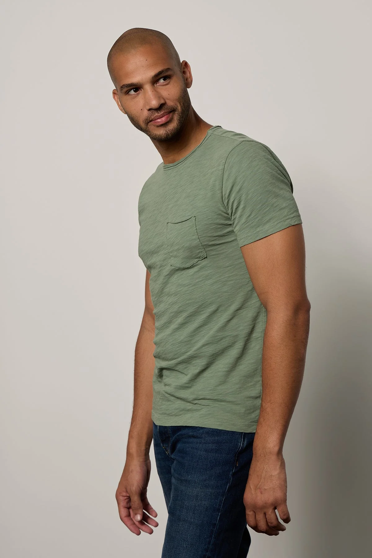CHAD RAW EDGE COTTON SLUB POCKET TEE - Image 5