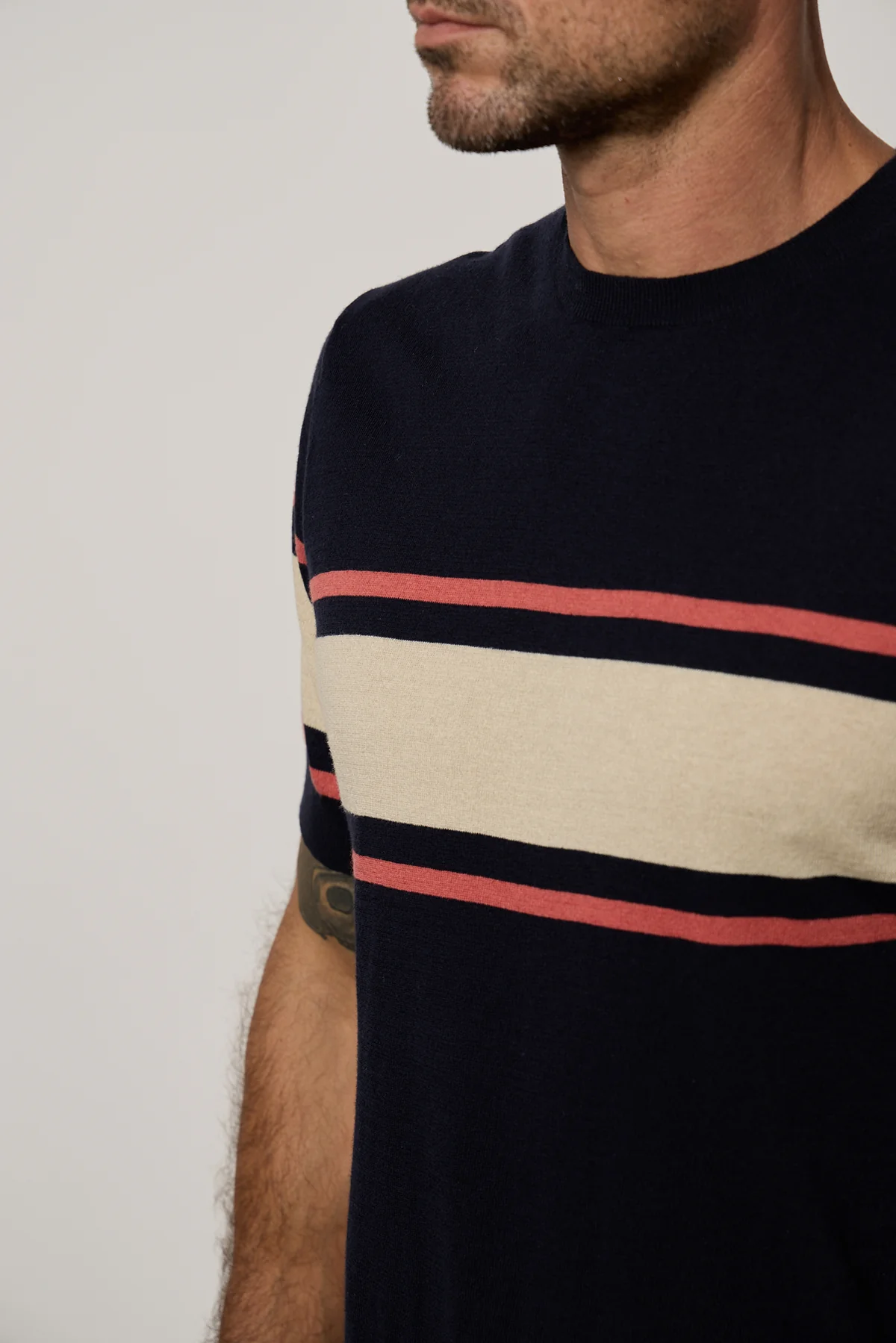 DEXTER LINEN BLEND STRIPED CREW - Image 2