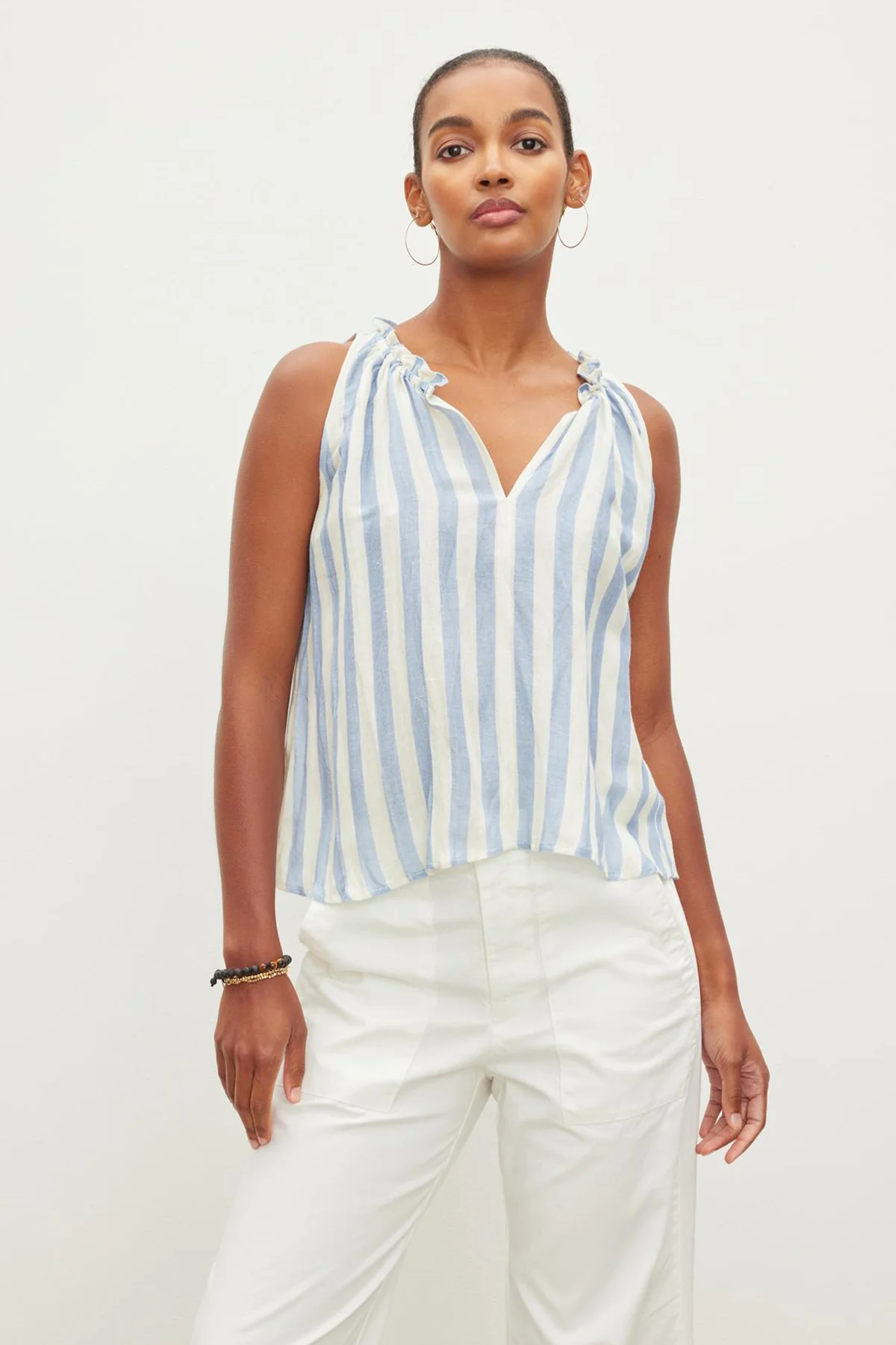 ERICA STRIPED LINEN TANK TOP - Image 4