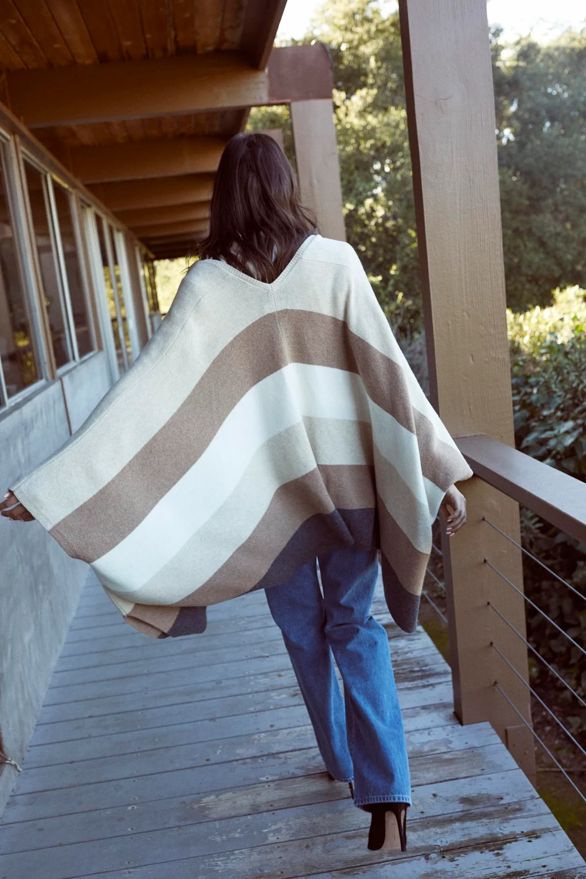 JONAS STRIPED OPEN FRONT PONCHO - Image 4