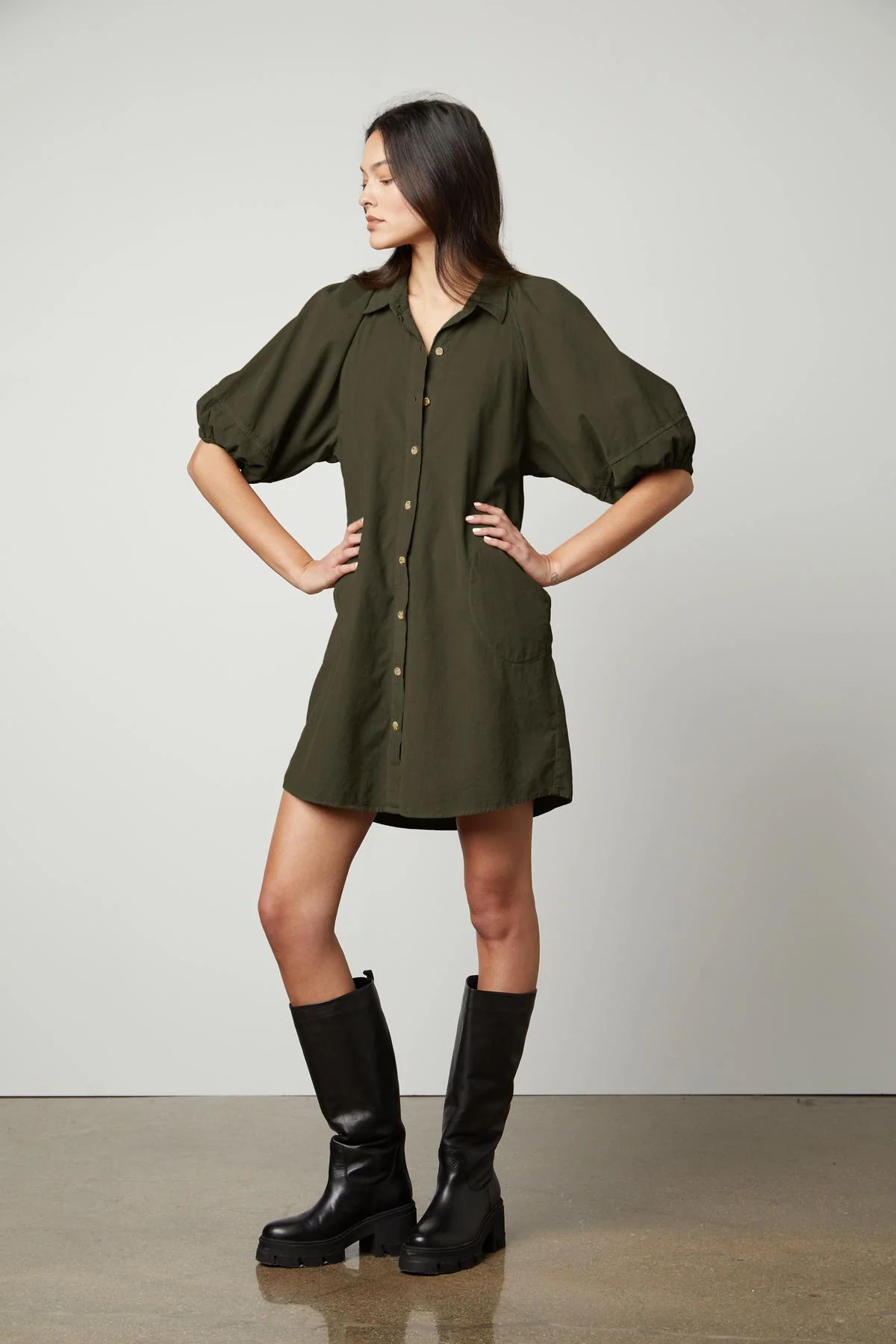 KADY CORDUROY BUTTON-UP DRESS - Image 9