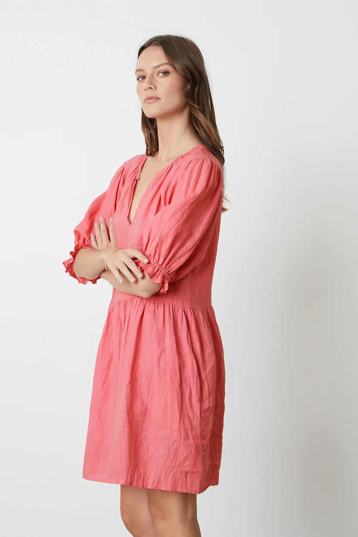 KAILANI LINEN PUFF SLEEVE DRESS - Image 4