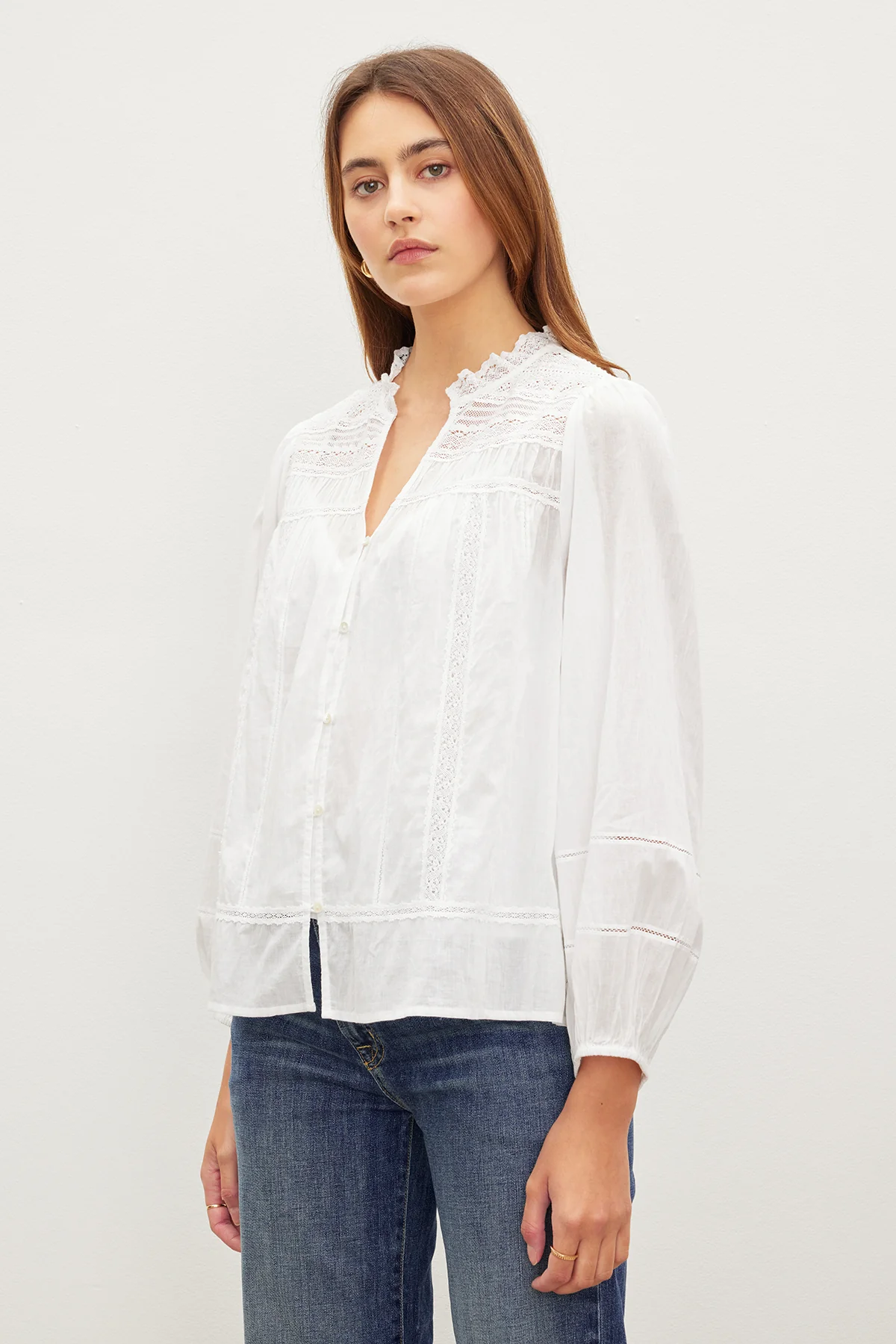 LIAM COTTON LACE BUTTON FRONT TOP - Image 4