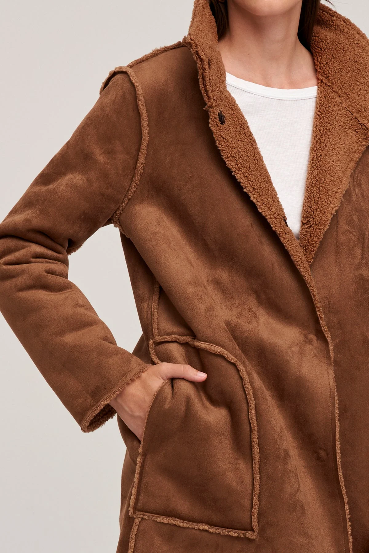 MIRABEL FAUX LUX SHERPA REVERSIBLE COAT - Image 4