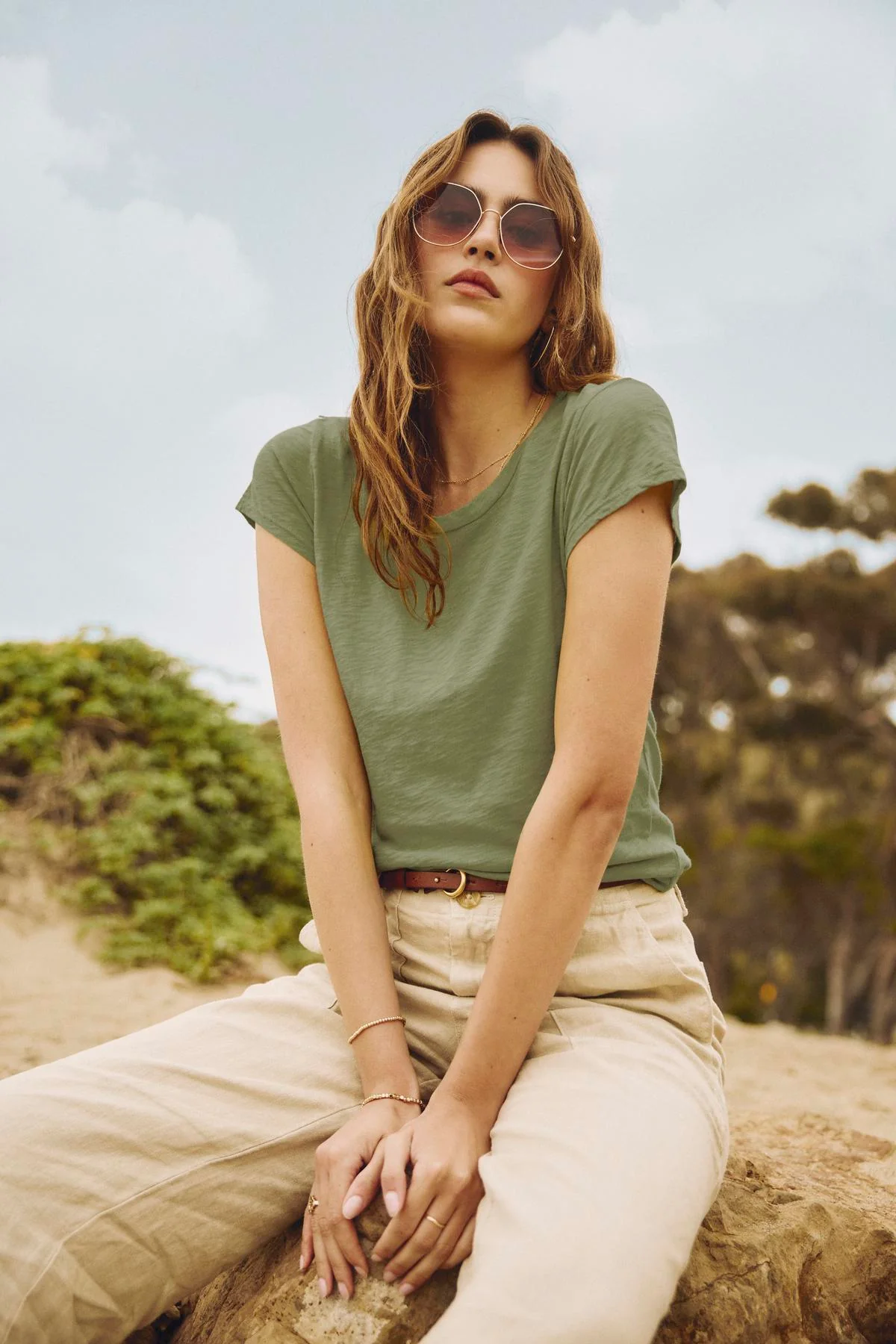 ODELIA COTTON SLUB CREW NECK TEE - Image 4