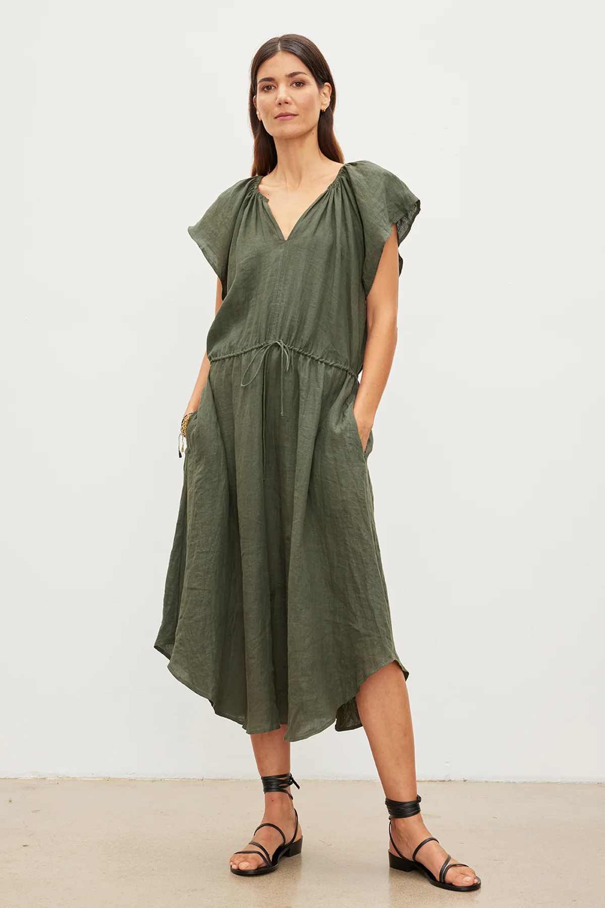 PEPPER LINEN V-NECK DRESS - Image 7