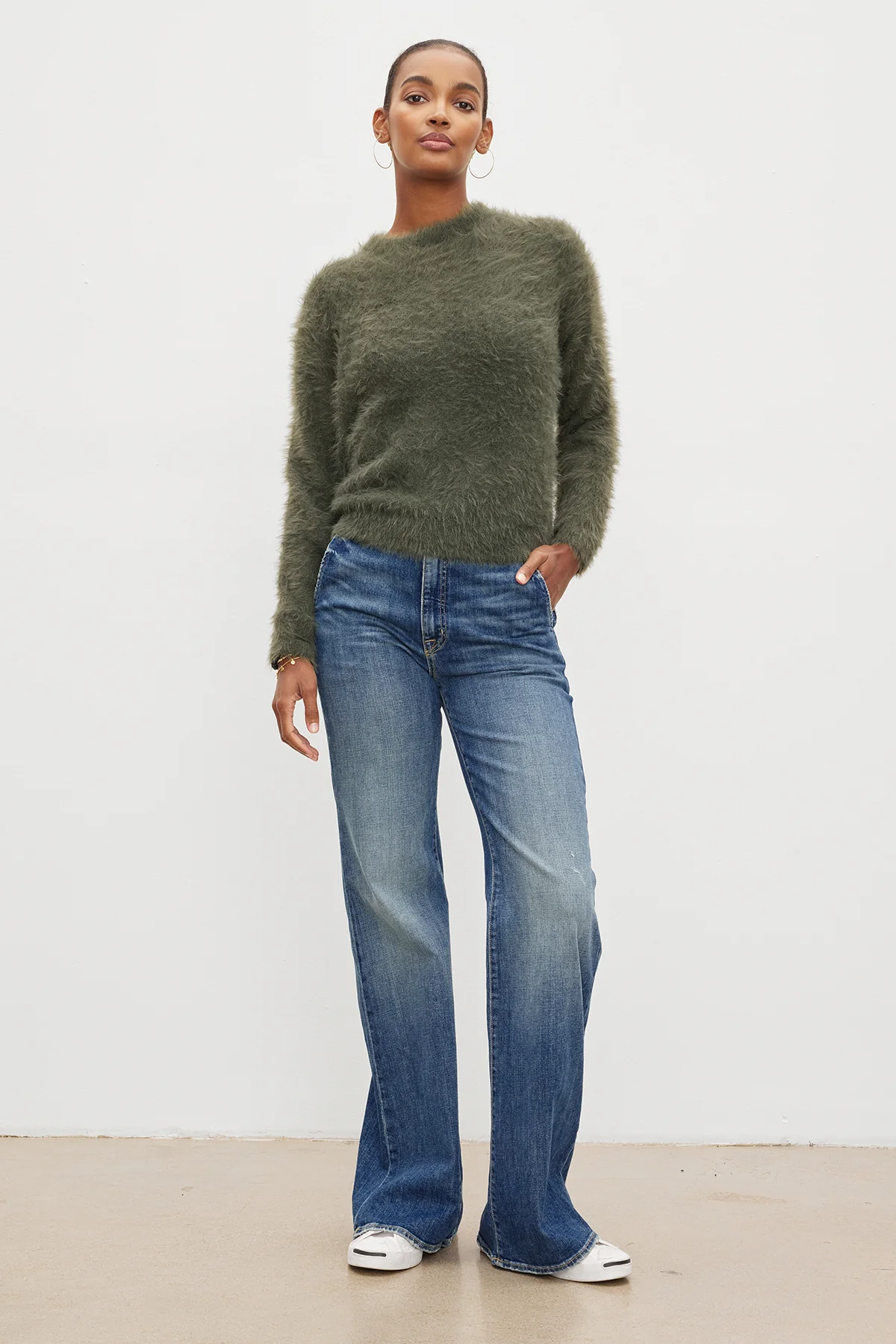 RAY FEATHER YARN CREW NECK SWEATER - Image 5