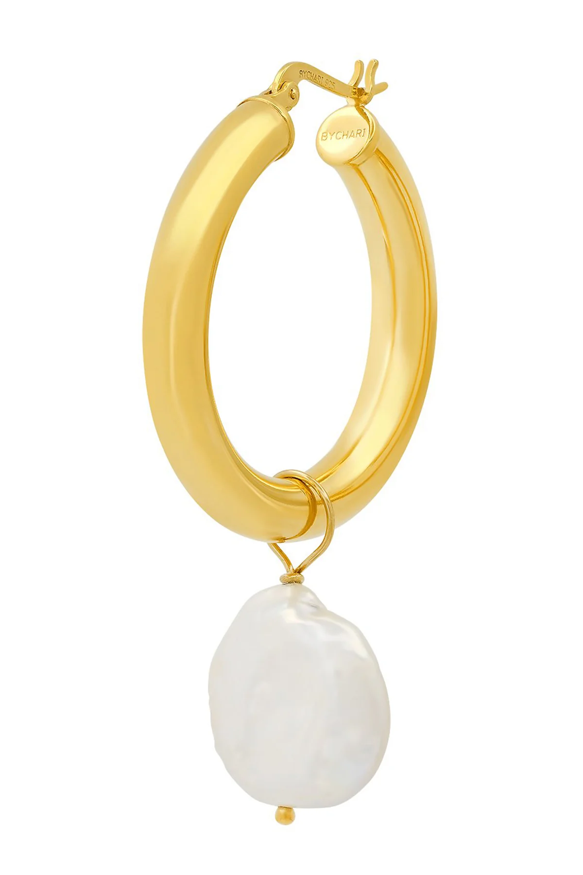 SADE HOOPS WITH PEARL CHARM BY BYCHARI - Image 2